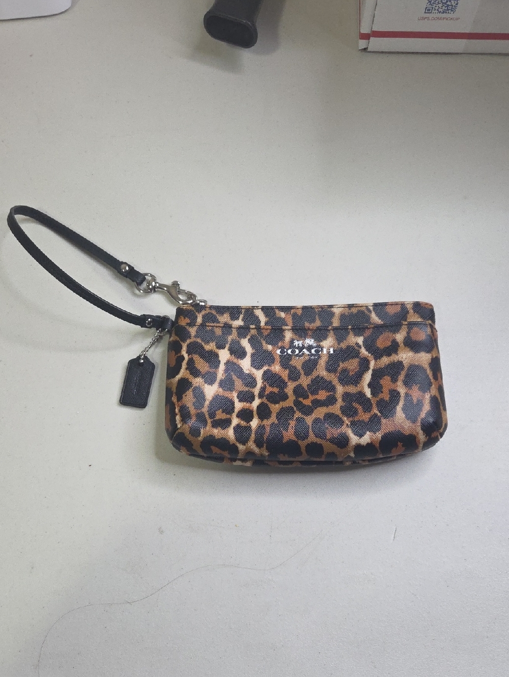 Coach Leopard-Print Wristlet in Brown & Black